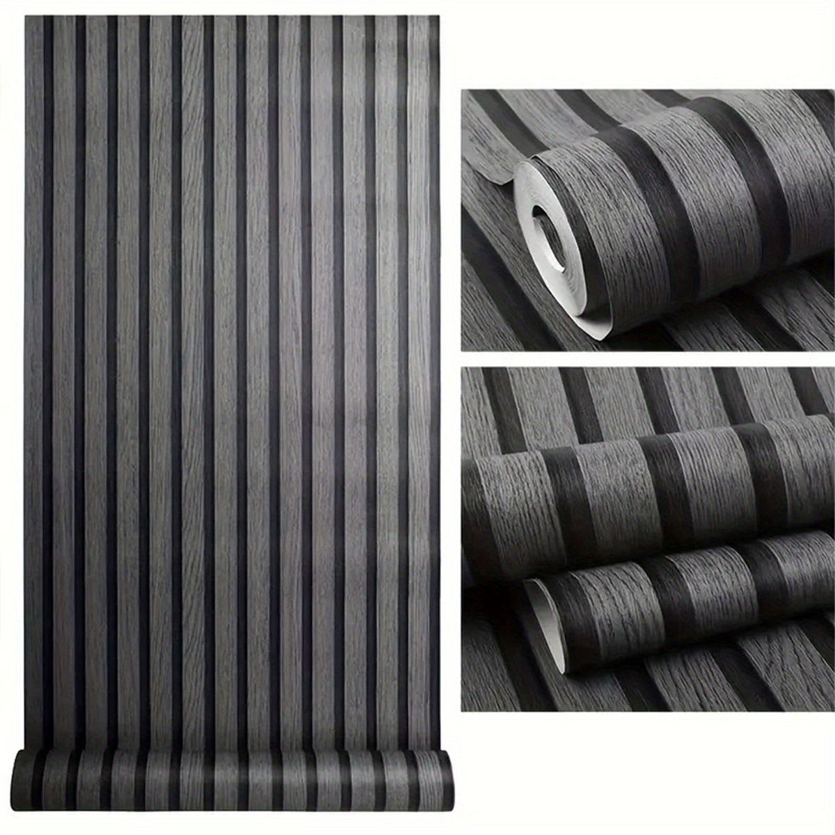 1 Roll, Simple Wooden Striped Self-* Wallpaper, Easy to Peel and Paste, Easy to Clean, Detachable PVC Wallpaper, Suitable for Kitchen, Bedroom, Living Room, Countertop * Decoratio