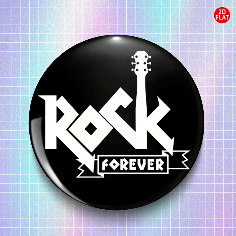 TEMU (2D FLAT) /Bottoniera/Distintivo Rock And Roll Letter 2026 in Plastica, Adatta per Piccole Aggiunte Come Abbigliamento, , Zaini, Ecc. - Aggiunte