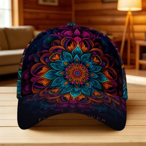 1pc featuring a colorful floral this classic baseball cap is a sporty accessory made from lightweight polyester ideal for outdoor activities with for family and
