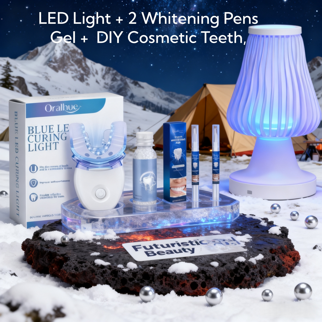 TEMU Led- Teeth Kit- 2 Pens Gel+ Diy Cosmetic Teeth, Mint Flavor, Physical Light Of Yellow/coffee/tea Stains, Temporary & , Diy Replacement Teeth Cover Defects, Affordable Self-use& Christmas Gift