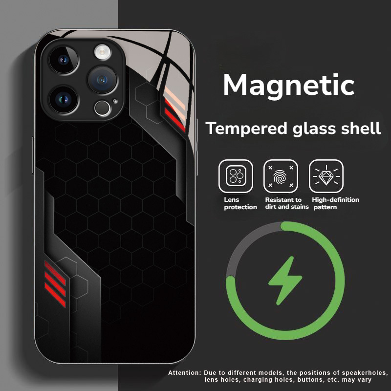 TEMU Phone Case: Magnetic High-end Fashion Mechanical-style Tempered Glass Phone Case, Suitable For Iphone X/xr/xs/xs
