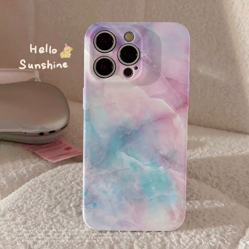 TEMU Blue And Pink Marble Print Phone Case, All Inclusive Shockproof Hard Case, Lens Protection, Phone Cover Suitable For Iphone 16 15 14 11 Pro