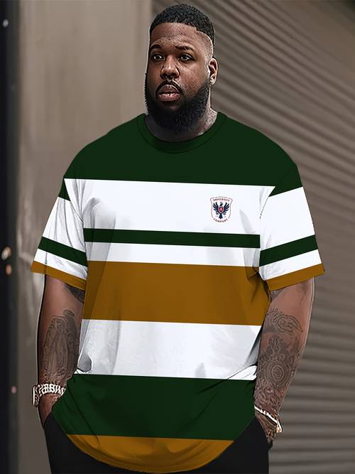 item picture new style 3d full body striped print fashionable casual plus size round neck short sleeve t shirt plus size