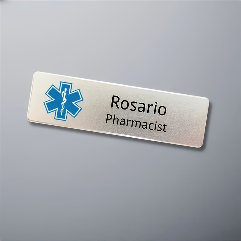 TEMU Custom: Color-printed Silvery Stainless Steel Family Nameplate - Suitable For Nurses, Pharmacists, And Office Professionals, No Electricity