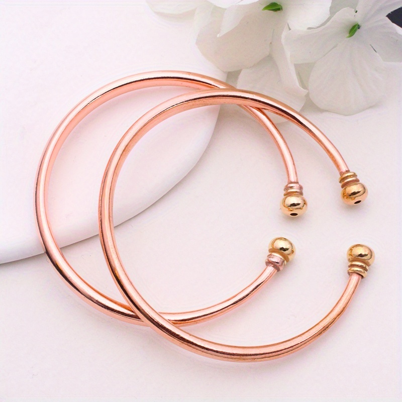 TEMU 2pcs Women's Pure Copper Elegant Open Bracelets - , Daily Wear & Special Occasions, Gift For Mom, Colleagues, (birthdays,) - & Versatile For All