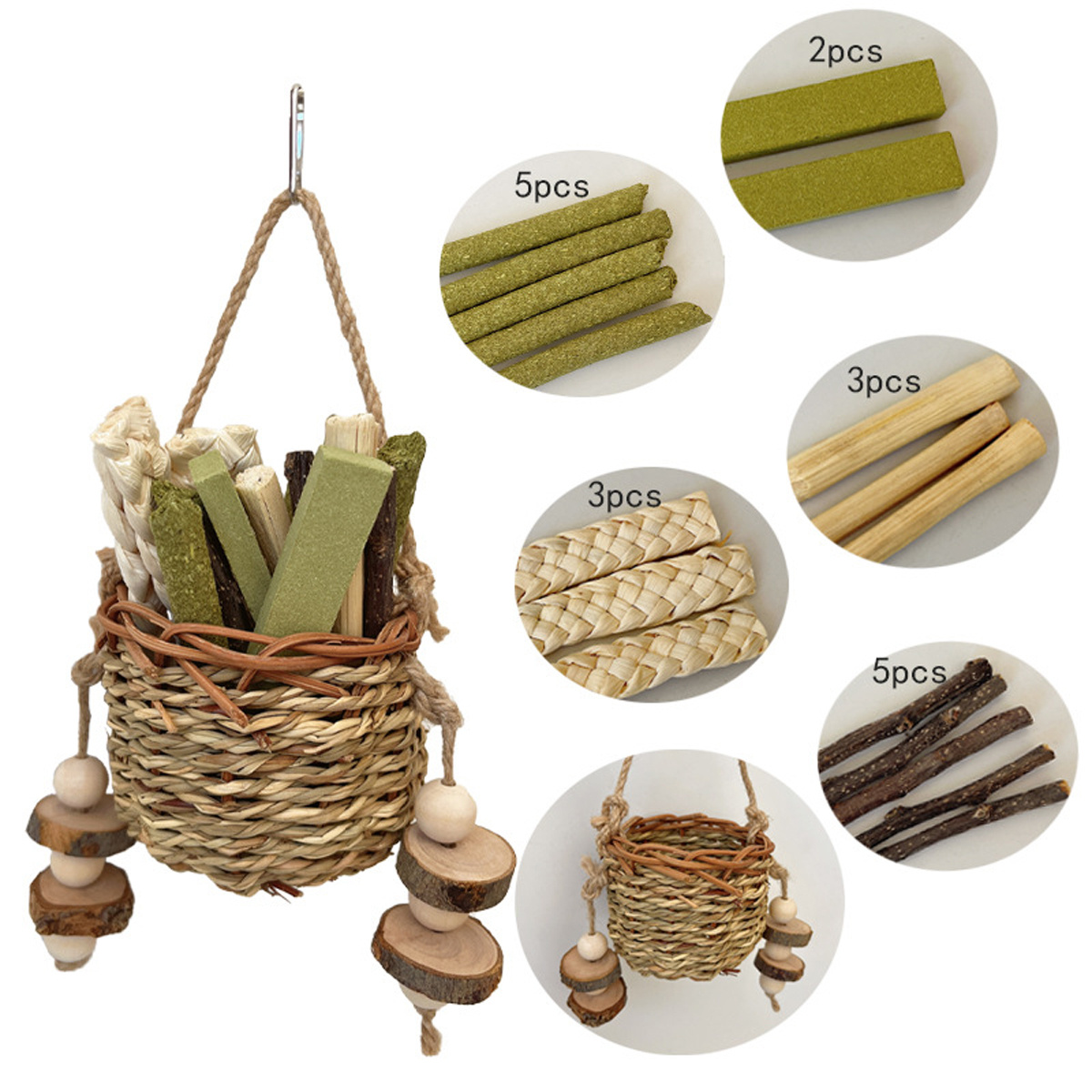 Handcrafted Rabbit Chew Toy | Made from Grass, Perfect for Keeping Your Pet'S Teeth and Claws Healthy