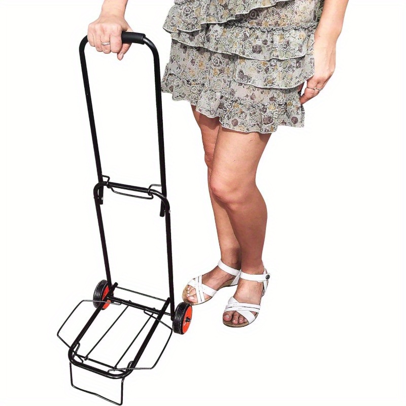ISOP Heavy-Duty Folding Shopping Cart Dolly with 2 Swivel Wheels - Lightweight Portable Utility Trolley, Foldable Design, Sturdy Construction for Grocery, Warehouse, Office, Home - Space-Saving Heavy Loads, Warehouse Equipment, Compact Storage, Durable Plastic, Office Workers