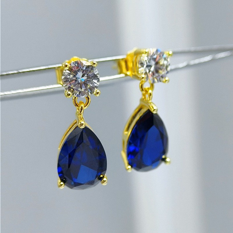 Women's 925 Silver Blue Teardrop Drop Earrings, Versatile Jewelry