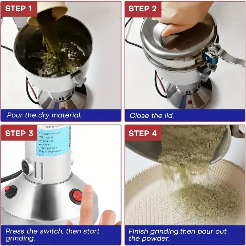 high speed electric spice herb grinder 750w commercial grade stainless steel 28000rpm 70 300 mesh capacity for kitchen herbs spices peppers coffee details 4