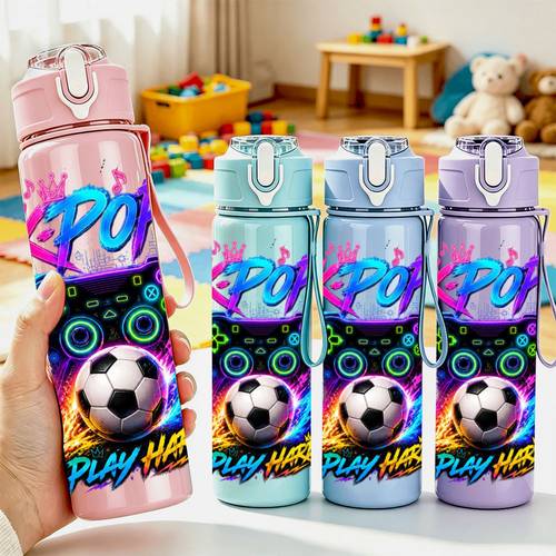 1pc k 750ml 26oz colorful plastic sports water bottle tumbler cute printed design leak proof with up lid suitable for outdoor sports camping travel fitness ideal gift for labor day christmas back to