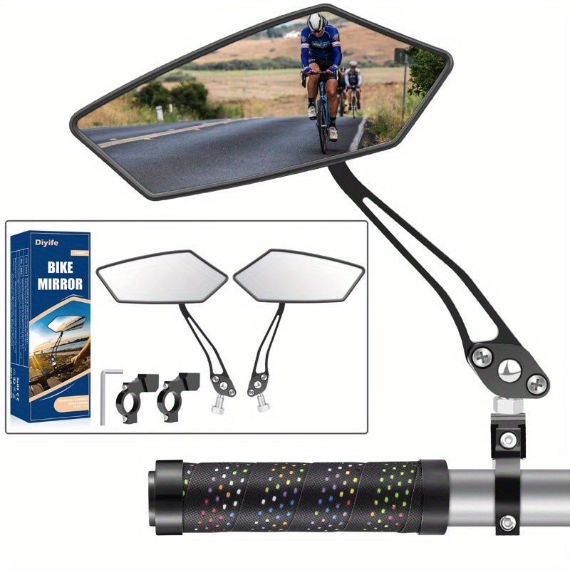 2 Bicycle Mirrors 15.5cm -resistant Glass Surface For Bicycle E-bike Scooter Motorcycle 22-26mm