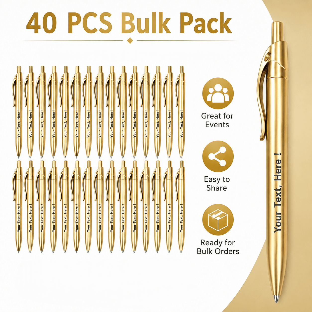 TEMU Customizable 40-pack Back-to-school Plastic Ballpoint Pens, Engravable; Supplies; Corporate And Wedding Favors; Student Stationery; New Gift For