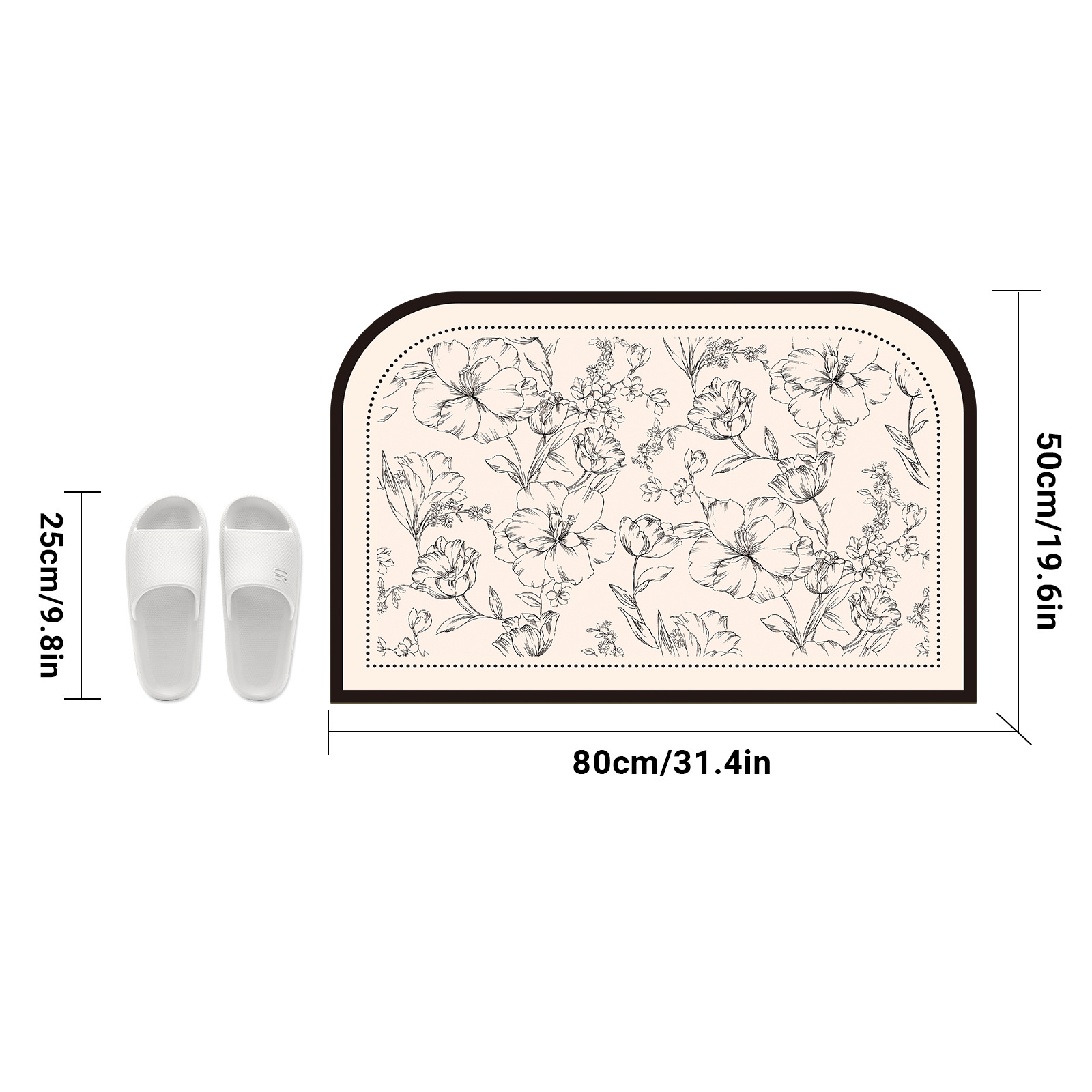 TEMU 1pc Super Absorbent Quick Drying Soft Bathroom Mat, Rubber Bottom Anti-slip Mat, Bathroom Room Decorative Floor Mat, Door Mat, Easy And Easy To