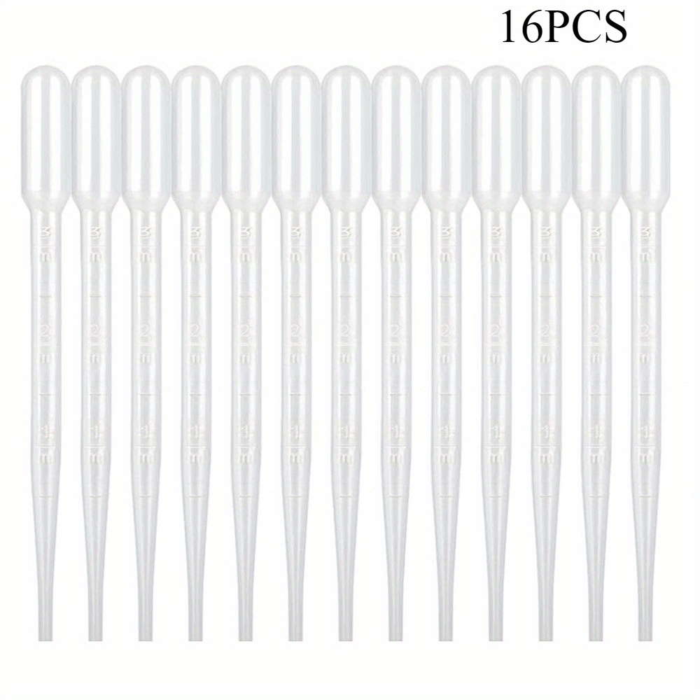 TEMU 16/8 pezzi Contagocce riutilizzabili in plastica, pipette gradate, strumenti per il trasferimento cosmetico, contagocce da 3 ml, strumenti di