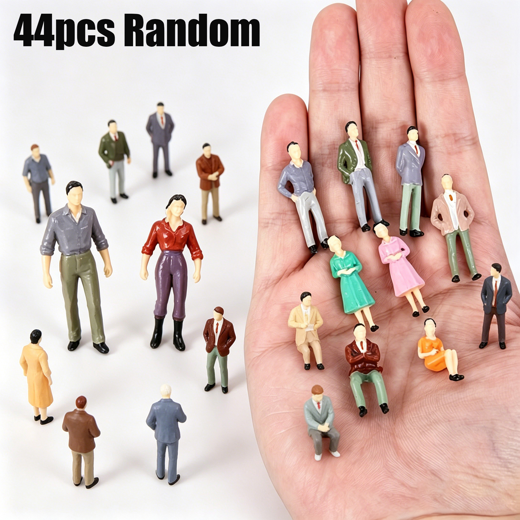 TEMU 1:50 Scale Miniature People Figures, Multi-poses Standing Sitting Tiny Model Human Figurines, Colorful Mini People For Train Railway Layout,