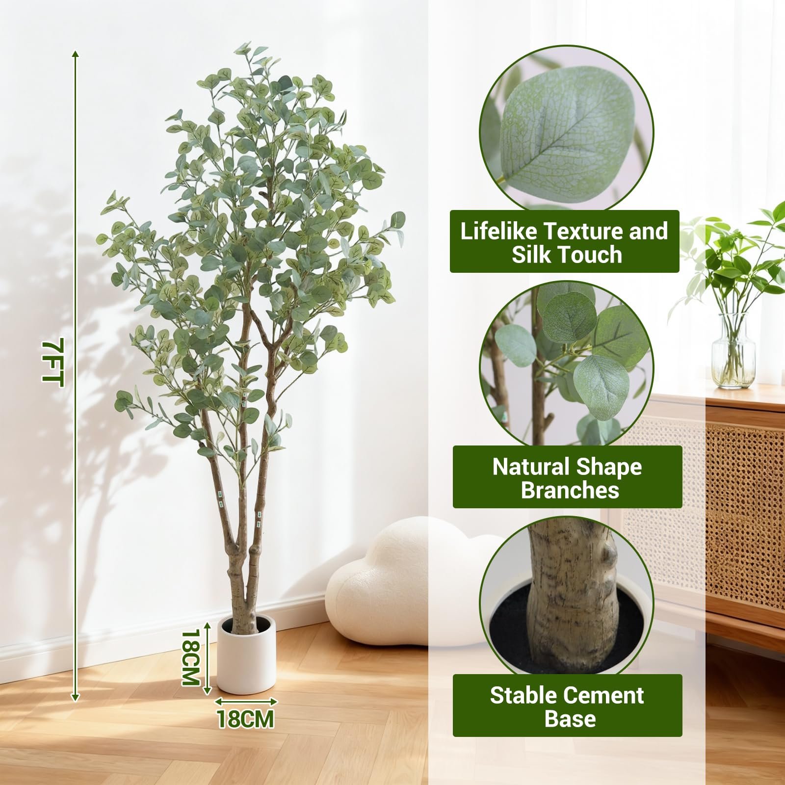 Image of Ultrarealistic Artificial Eucalyptus Tree In Pot Lifelike Large Plant For Home Office Garden Decor Indoor Outdoor Low Maintenance Ideal For Holidays
