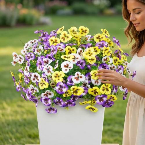108pcs 36pcs flower clusters uv resistant silk artificial flowers suitable for outdoors realistic pansy with garden porch wedding valentine day decor uvproof faux flower plants for arrangements