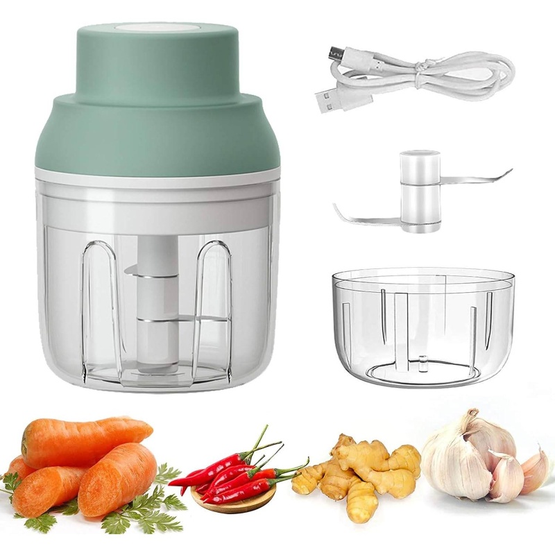   powerful rechargeable garlic chopper with 8.45oz/3.38oz bowl, 2 stainless steel blades, waterproof & bpa-free, semi-automatic operation, cordless design with usb-powered motor for chopping garlic, onion, herb, nut, seed - compact & easy-clean kitchen gadget for home & travel, onion chopping, herb chopping, vegetable slicer and chopper, manual food chopper, chopper vegetable, electric garlic chopper, mini food chopper, chopper for food and vegetable, garlic chopper mincer Product details 0