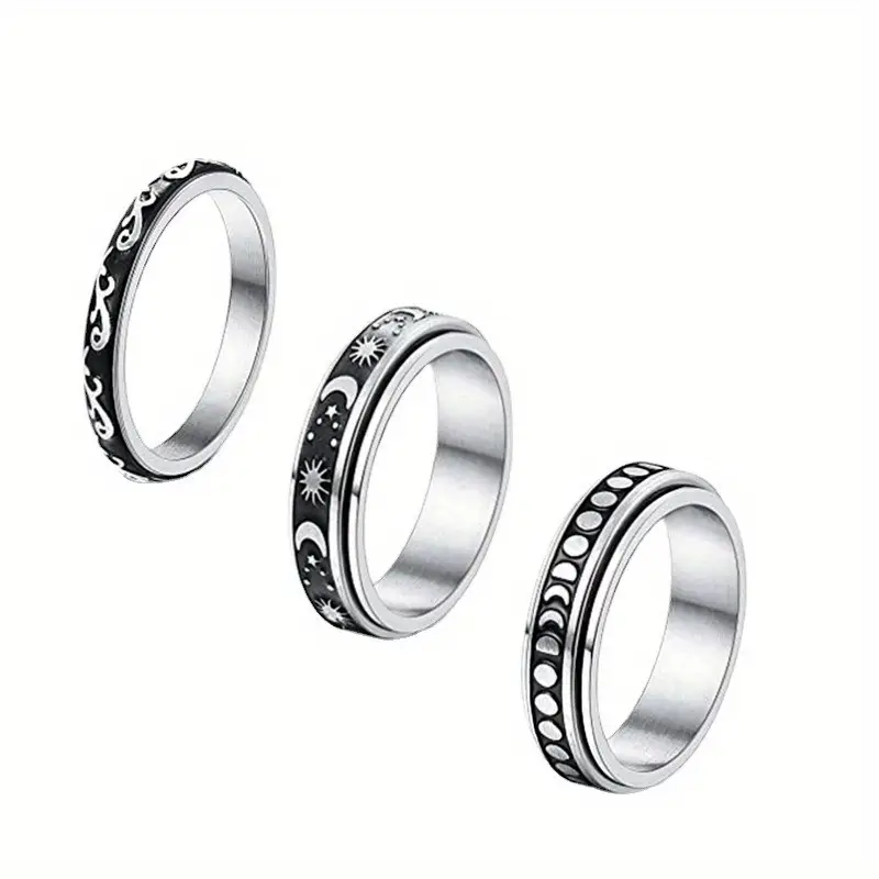 rotating star and moon pattern ring set fits american halloween and christmas unique starry night design festive occasions for teenager Product details 1
