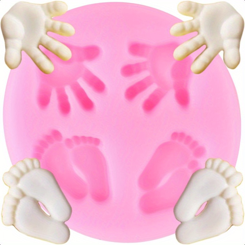 Baby Shower Silicone Mold Set - 2 Gray Fondant Molds With Baby Items Design For Cake Decorating