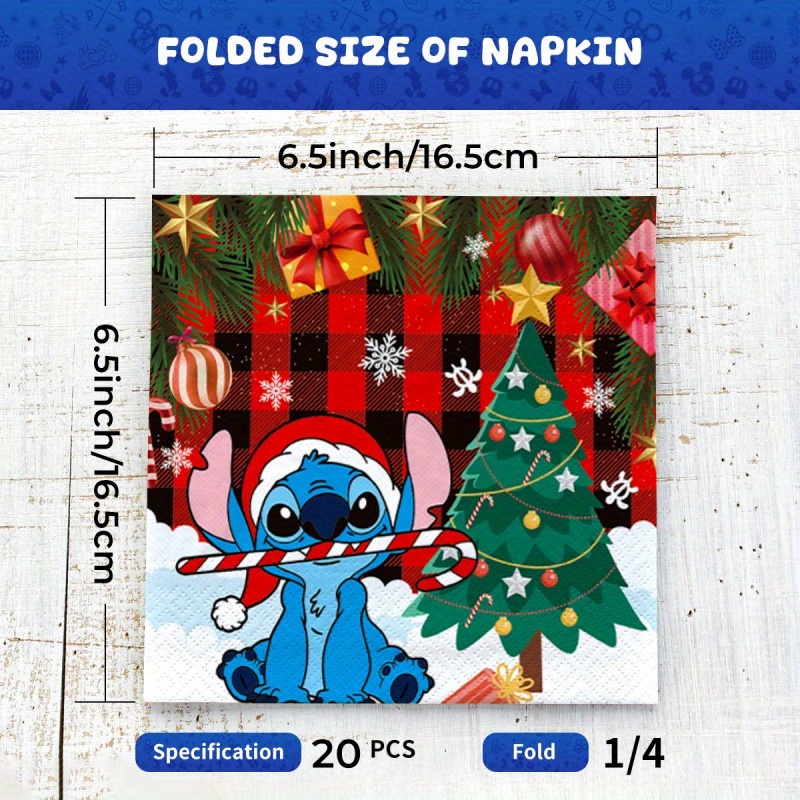 TEMU 20/ 40pcs, Stitch Christmas Party Napkins, Festive Christmas Paper Napkins, Christmas Napkins Paper, Christmas Cocktail Napkins, Christmas