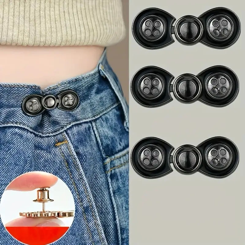 Image of 3pcs Fashion Bow Jeans Waistband Fixing Clips - Removable No-seam Tightening Neckline, Waistband Resizing Pin Clips, Anti-exposure Clips, Sleeve Clips