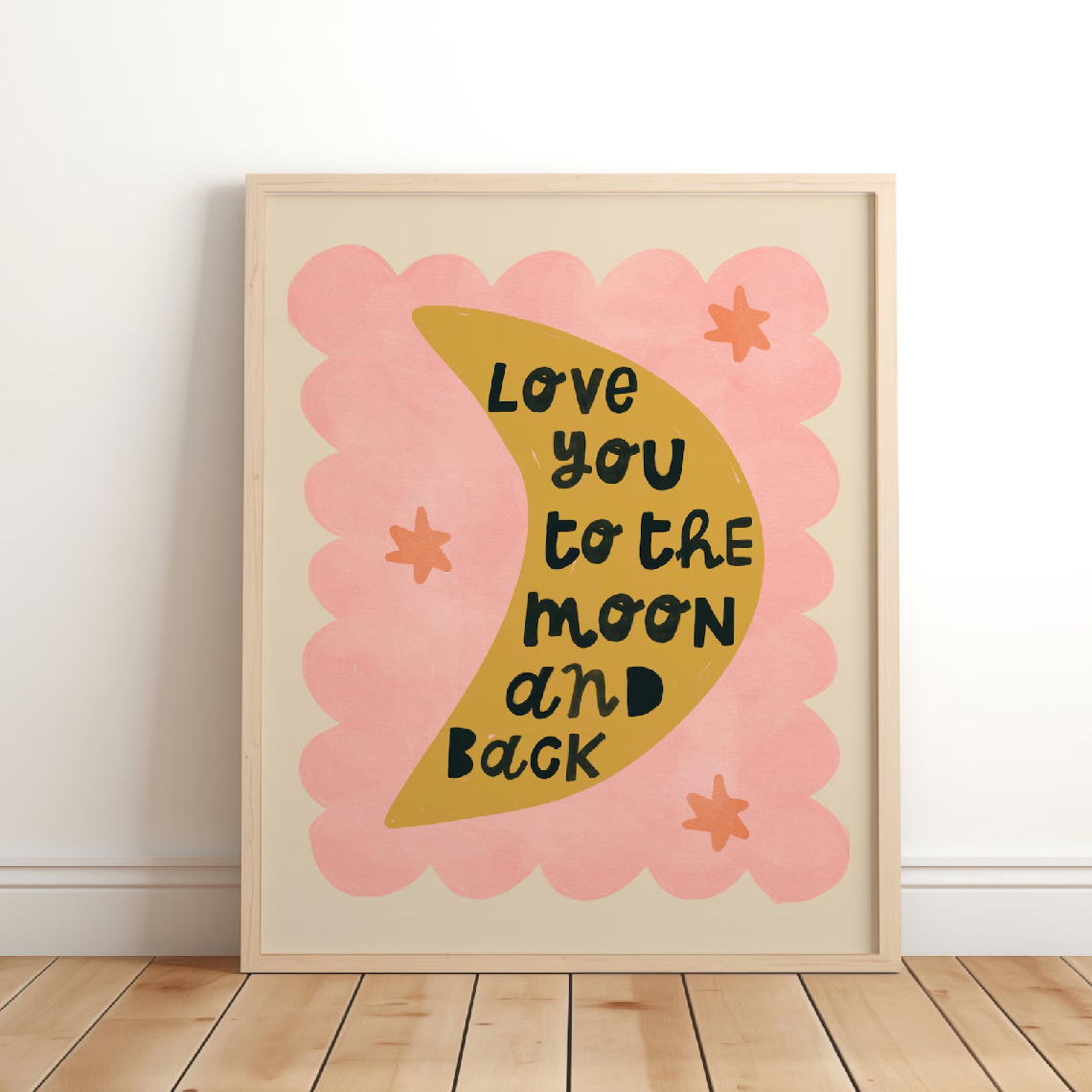 TEMU 1 pièce Décoration murale "Je t'aime jusqu'à et aux " - Peinture sur toile cadre avec lettrage aquarelle rose, Impression à l'encre moderne