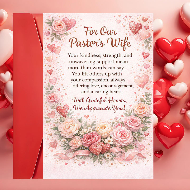 TEMU A Greeting Card With An Envelope, Designed To Appreciation For A Pastor's Wife. It Features And Is Perfect For Church Events, Thank You Notes,