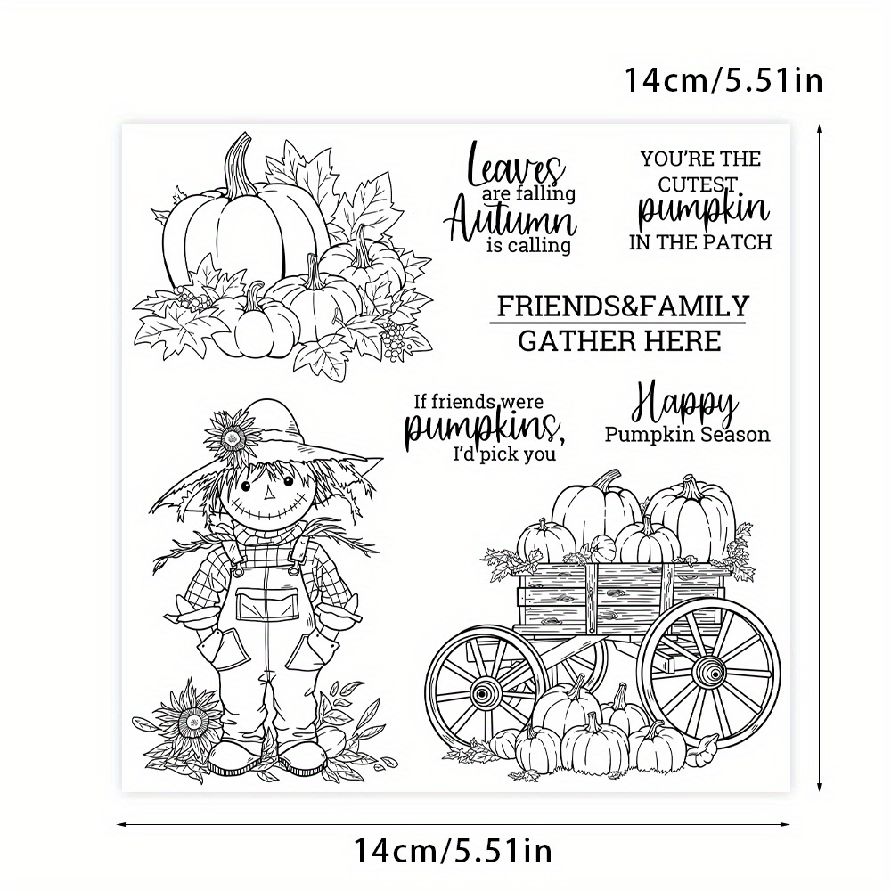 TEMU 1pc Original Pumpkins And Scarecrows Clear Stamps Metal Cutting Dies For Diy Scrapbooking Crafts, Handmade Gift Birthday Silicone Stamps Cutting