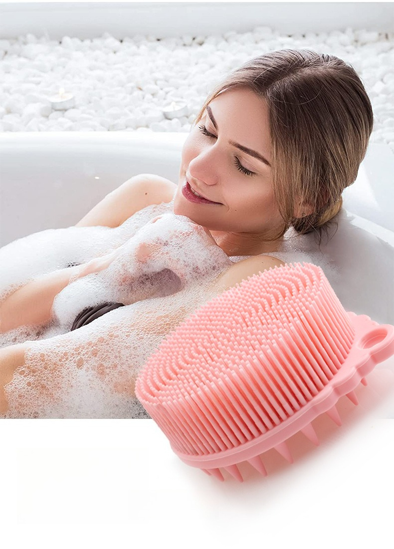 Cepillo de Baño de Silicona Más Vendido, Cepillo de Masaje para el Cuero Cabelludo para Exfoliación, Alivio de Picazón y Eliminación de Piel Muerta, Cepillo de Ducha Redondo Ergonómico con Colgador, Cepillo de Limpieza Exfoliante de Silicona Suave para el Cuerpo y el Cuero Cabelludo