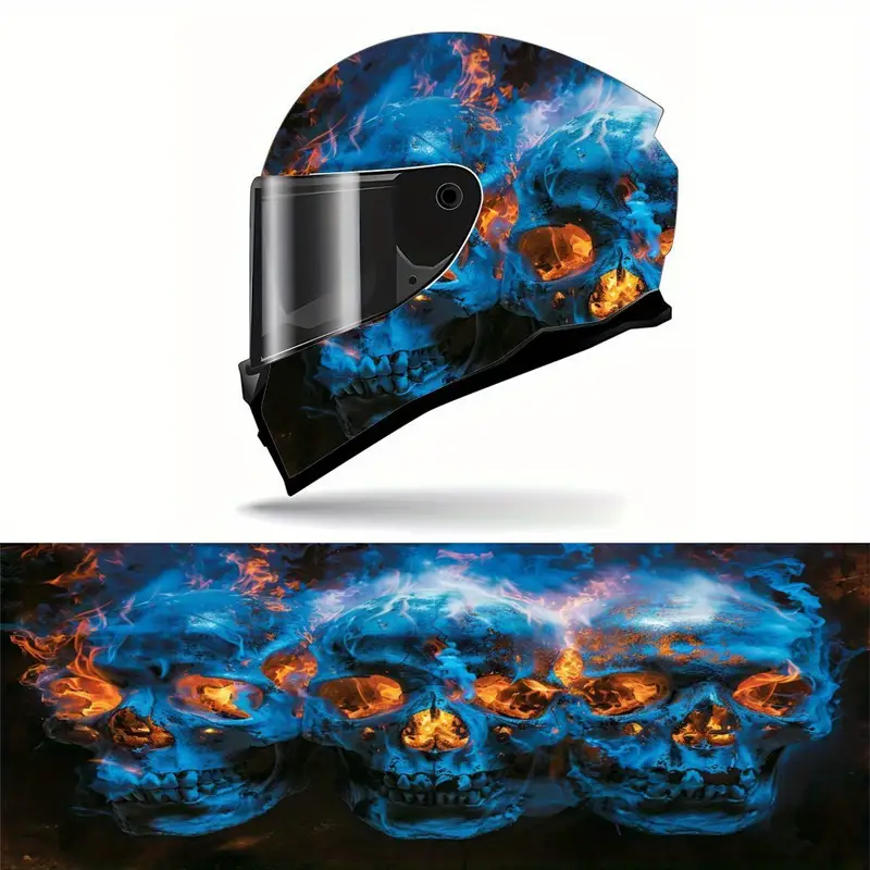 blue skull motorcycle helmet flame and skull helmet Graveyard Novelty German Costume racing helmet wrap full helmet