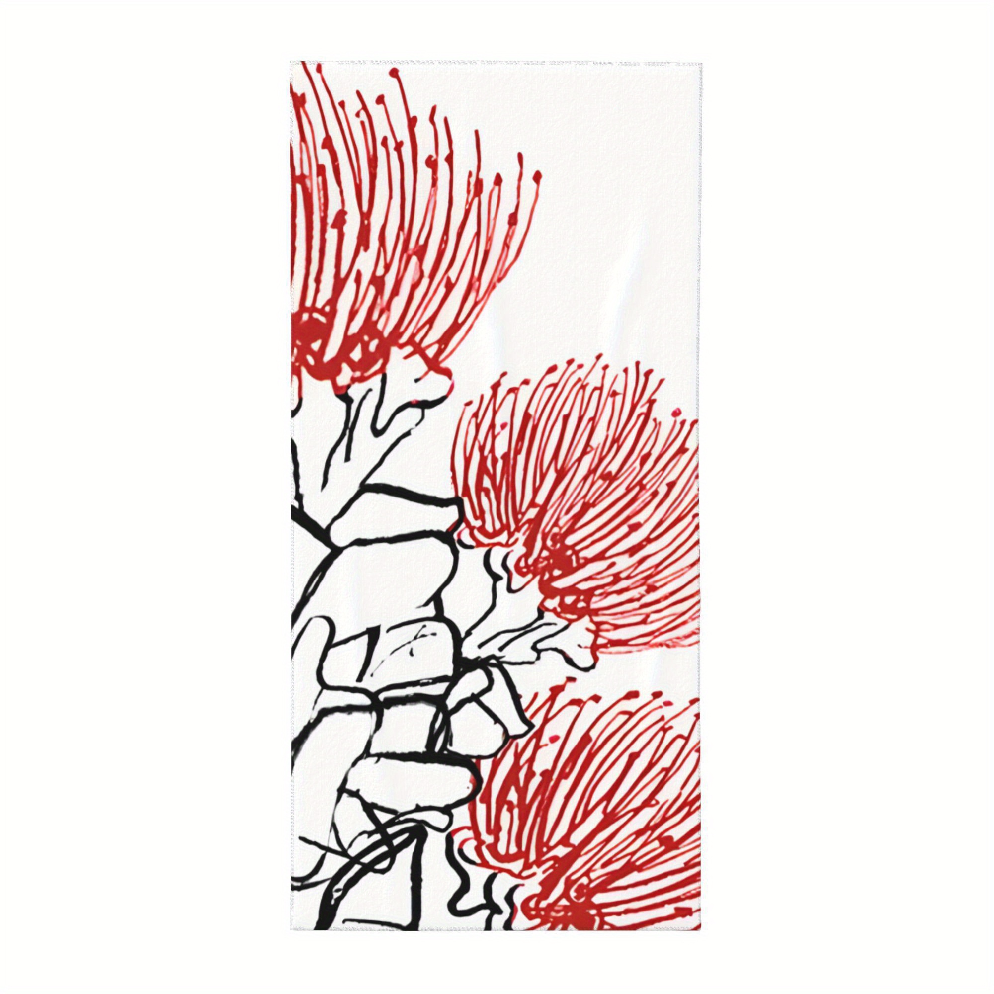 TEMU 1pc Hawaiian Calligraphy Beach Towel - Quick-dry Soft Microfiber Suitable For Travel, Pool, Camping &, Compact Original Flower For &, For ,
