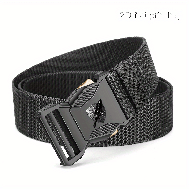 Men's Tactical Canvas Belt with Shield Dagger Buckle