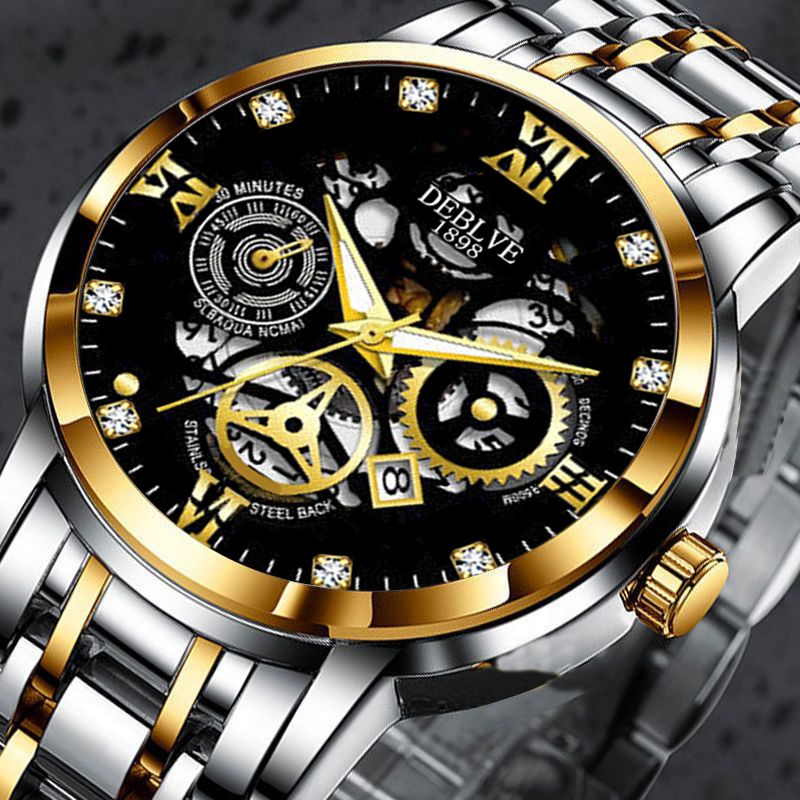TEMU Men's Luxury Watch Movement With Luminous Hands & Date Display - Stainless & Band Elegant Watch Suitable For Business, Professional, Casual