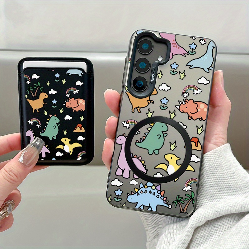 TEMU Phone Case: 2pcs Set New Creative Cartoon Animation Pattern Magnetic Phone Case & Fashionable Luxury Artificial Leather Magnetic Property