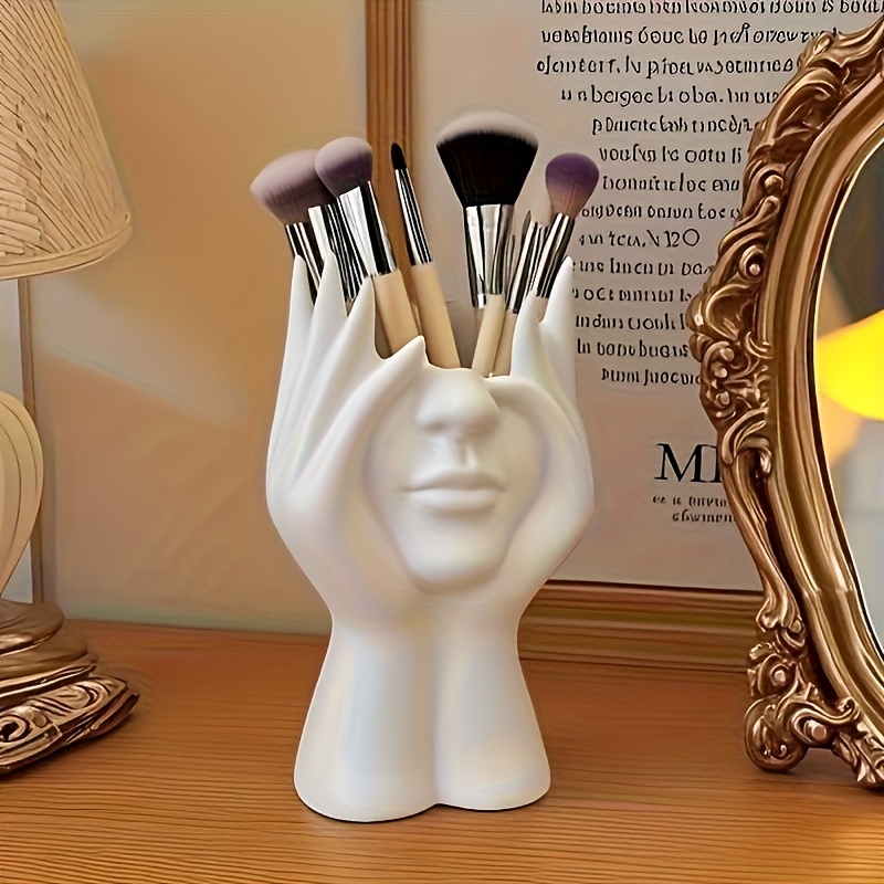 unique   body art shaped makeup brush holder pen cup decorative storage box desktop mounting tool for storing cosmetic tools cute makeup storage beauty organizer for vanity bathroom makeup organizer large cosmetic