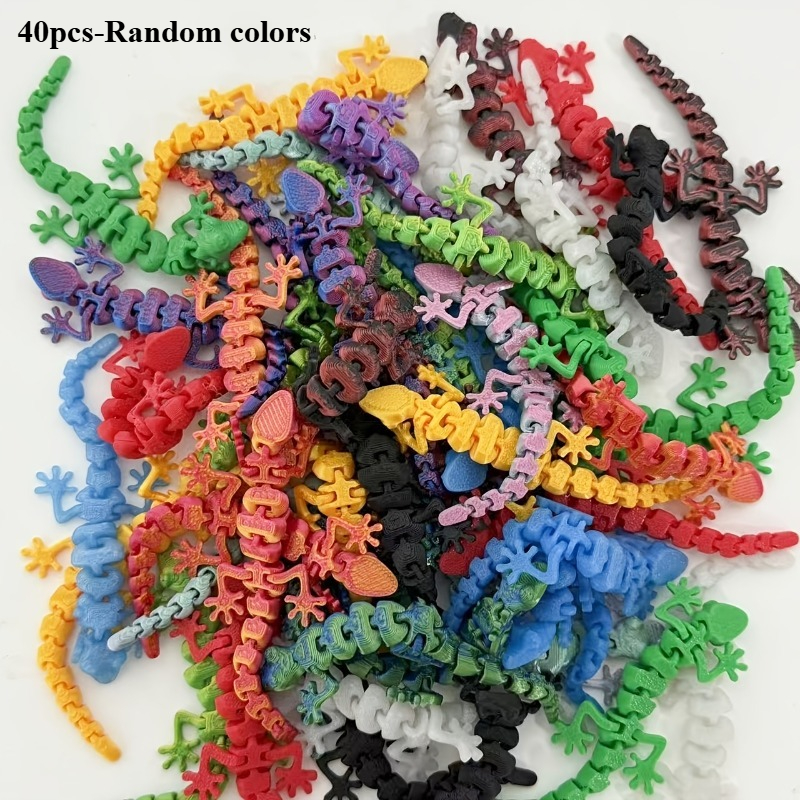 TEMU Lot de 40 geckos décoratifs de couleur dégradée, jouets imprimés en 3D de couleurs aléatoires, statuettes, ornements artisanaux d'art