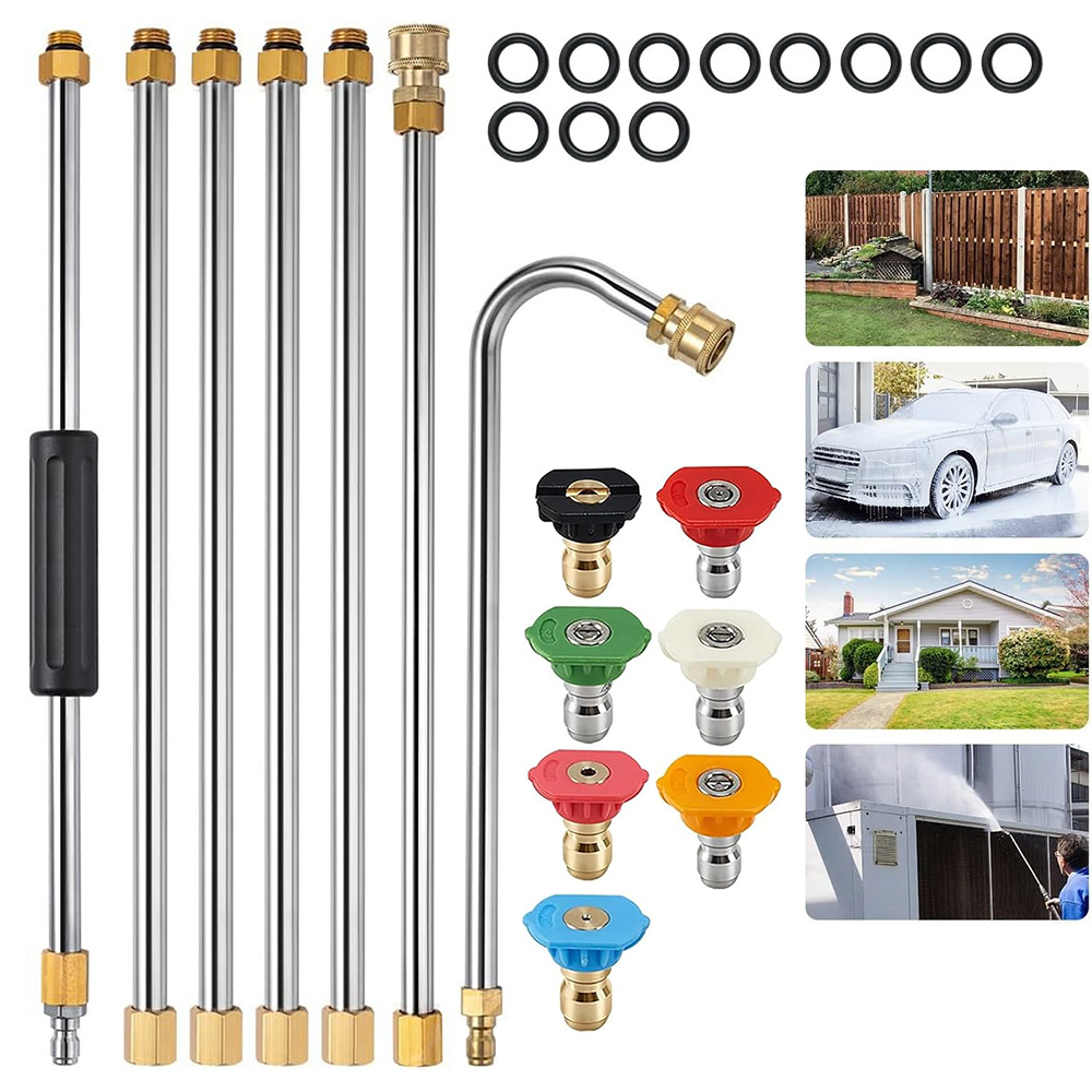 TEMU 7pcs High-pressure Washer Water Gun Kit Stainless Steel Extension Wands, 1/4-inch Quick Connect, High-pressure Washer Gasket Extension Wand,