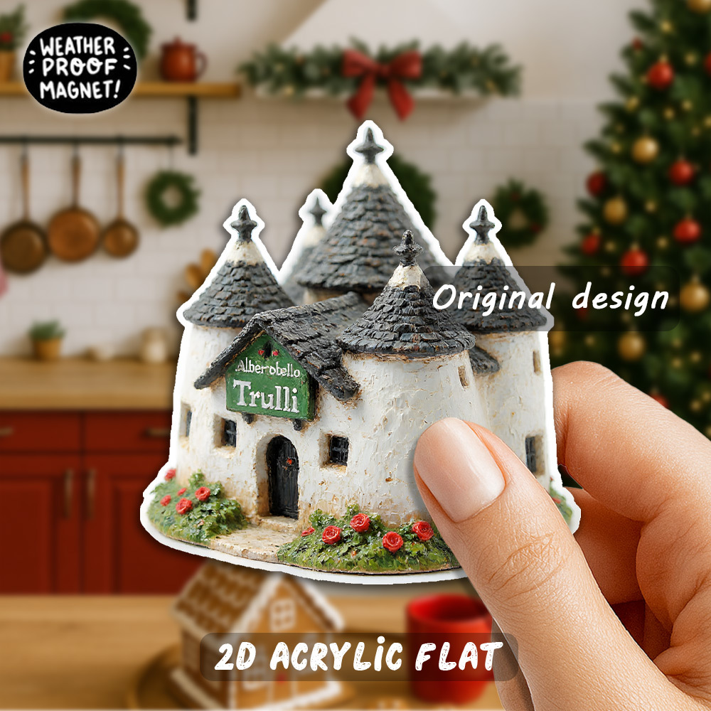 TEMU 1pz Magnete Casa Trulli Italiana - Puglia Italia, Frigorifero in Acrilico con Piastrellato Grigio e , Design a Forma per Decorazioni, Regali