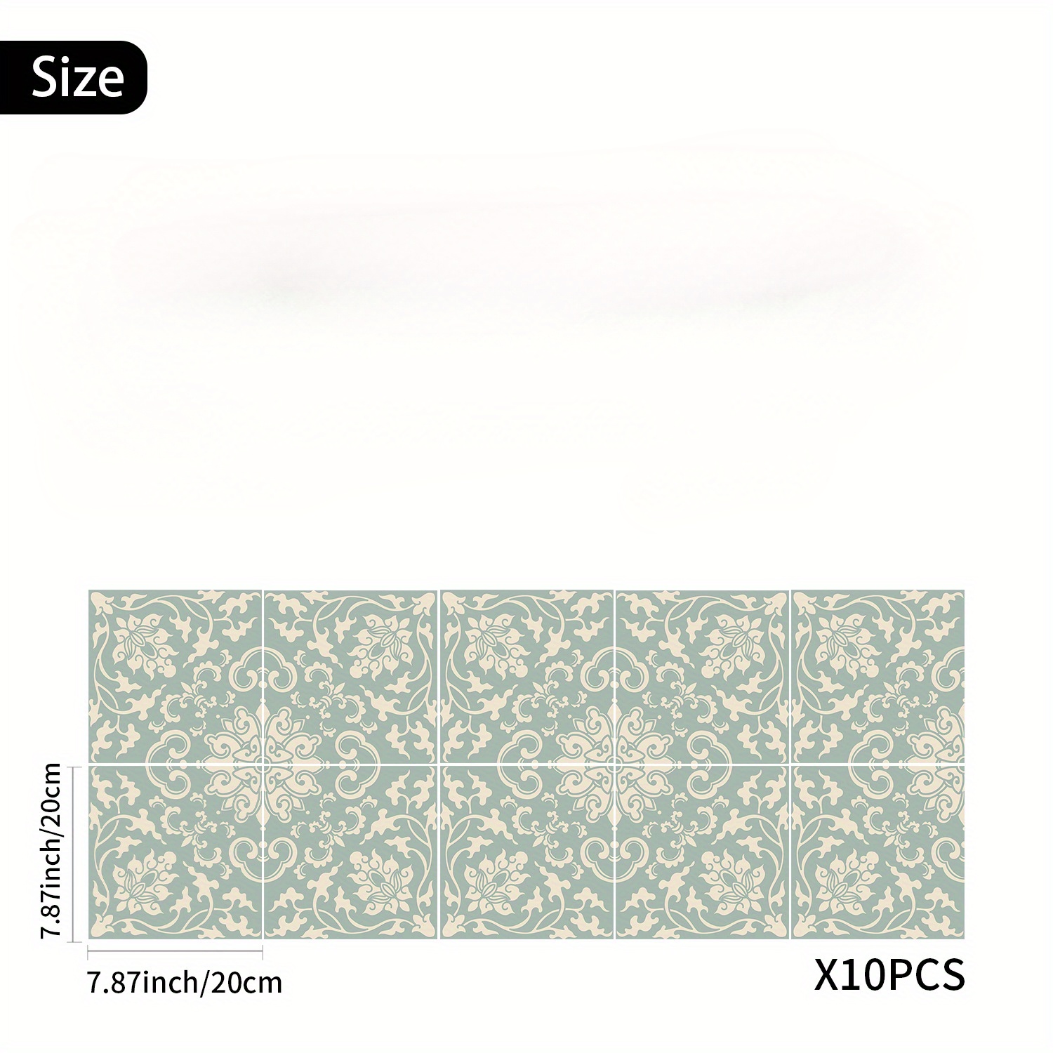 Image of 10pcs/ 7.87inch Self-adhesive Wall Stickers, Retro Pattern Tile Decals, Peel And Stick Decals, Kitchen Backsplash Bathroom Furniture Renovation, Dining Room Living Room Background Decor Wall Stickers