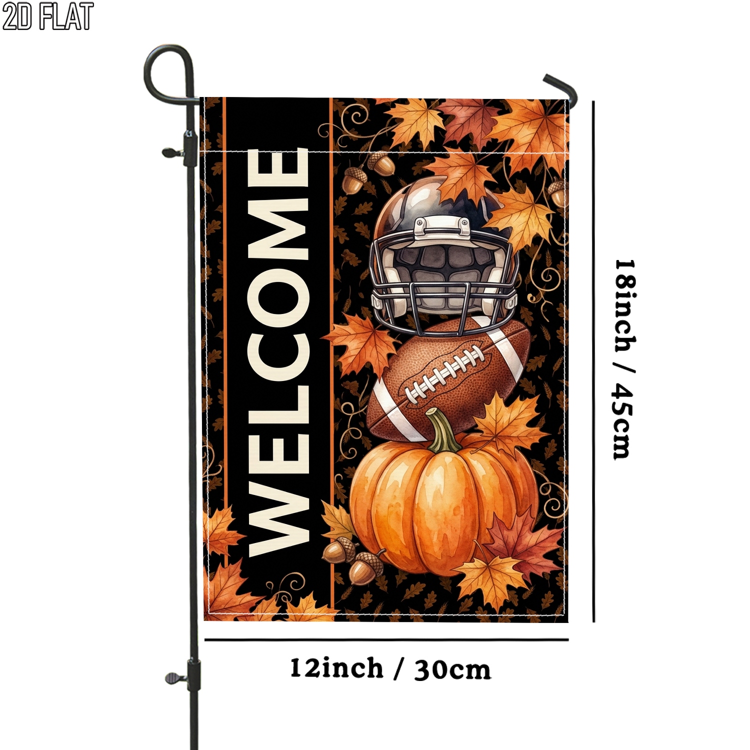 TEMU 2d Flat - 2d Flat - 2d Flat 1pc Autumn Football Helmet Flag Orange Outdoor Garden Flag Double-sided For Porch Decoration For Garden Outside Yard