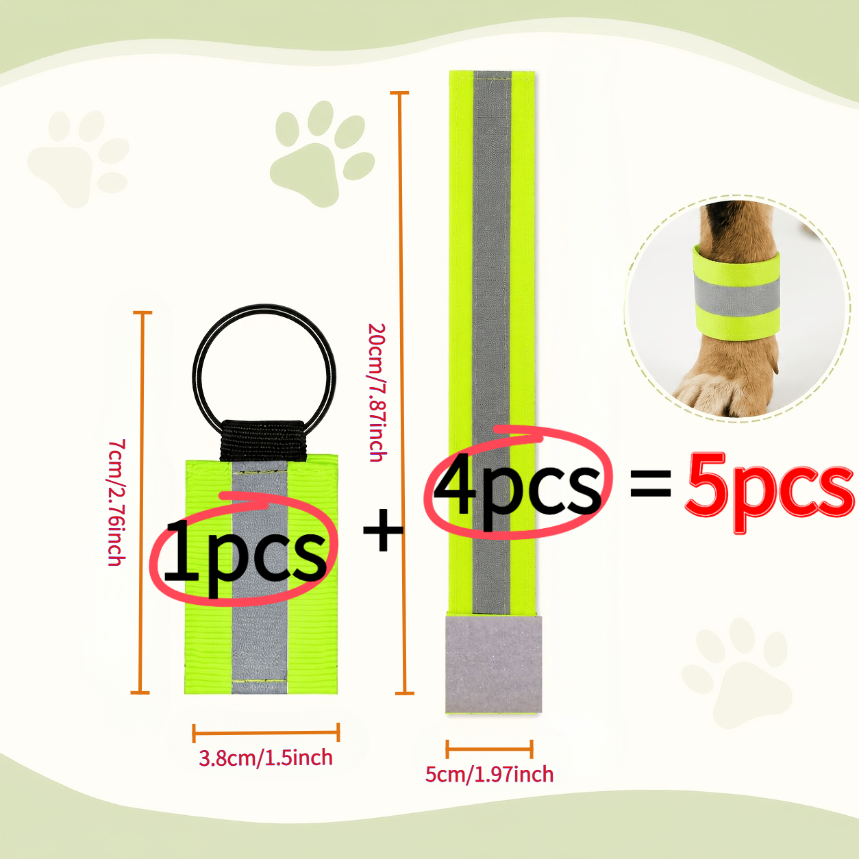 TEMU Accesorios para gatos y perros, accesorios para correa, para mascotas, decoraciones ajustables para patas de gatos y perros - Reflectantes en ,