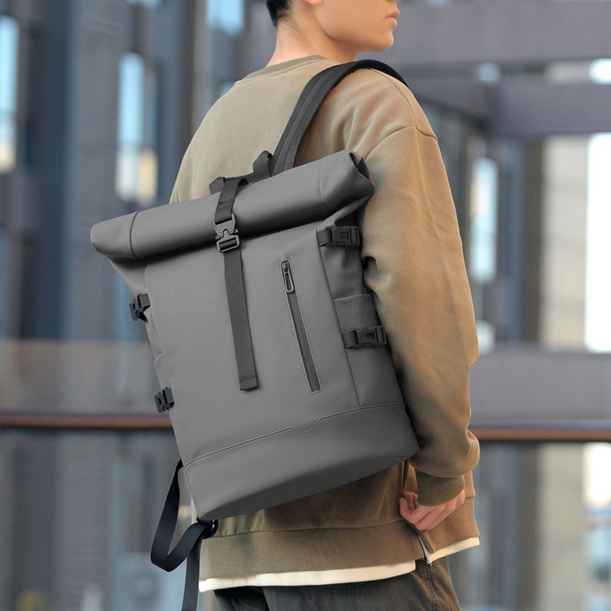 The Backpack Features a Minimalist And Sophisticated Gray Tone, Functional Design, a Large-Capacity Main Compartment with Multiple Practical Pockets for Easy Storage of Laptops, Daily Necessities, Etc. Made of And Wear-Resistant Fabric