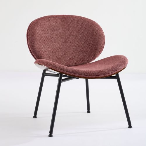 Mid-Century Modern Shell Chair - Single Side Accent Lounge Chair with Wide Walnut Wood Finish Shell & PU, Curved Wide Suitable for /Outdoor Use - Easy-Clean Cover, Assembly Required (for,, Bedroom)