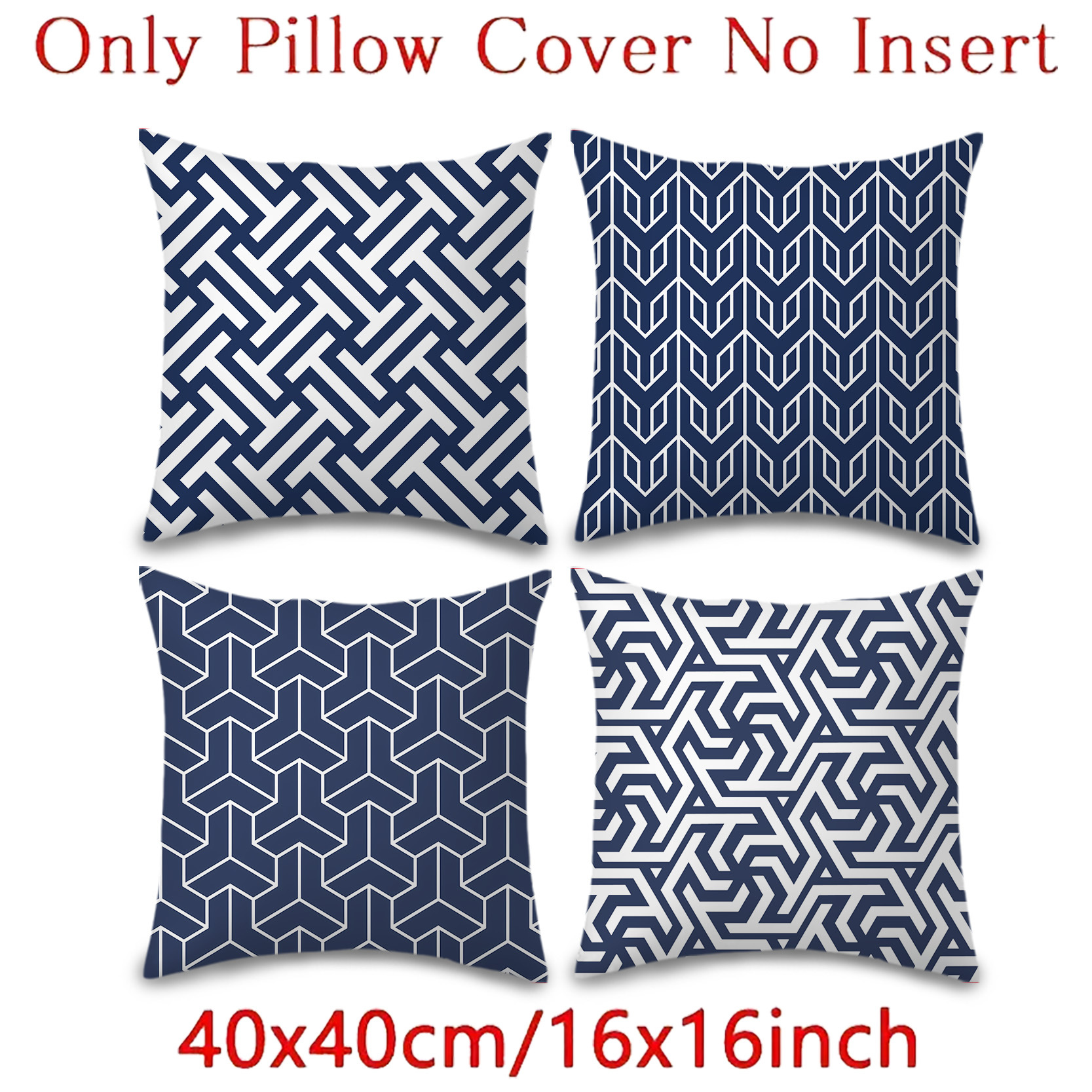 TEMU 4pcs, Outdoor Pillow Covers/cushion Covers, Navy Geometric Pattern Decorative Pillowcase, Home Decor Pillowcase, Lumbar Pillowcase, Easy