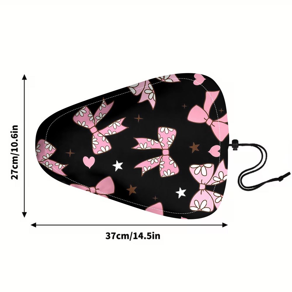 TEMU 1pc Pink Bow, Star, And Heart Print Bicycle Seat Cover With Durable Construction And Reinforced Stitching. Features A Stylish And Design With