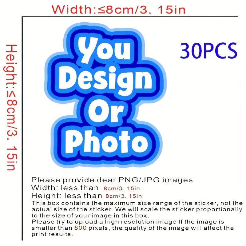 TEMU 30pcs Set Of Personalized Transfer Stickers Dtf Vinyl Patches, Customizable With Photo Designs, Washable, Elastic, Suitable Clothing, Bags,