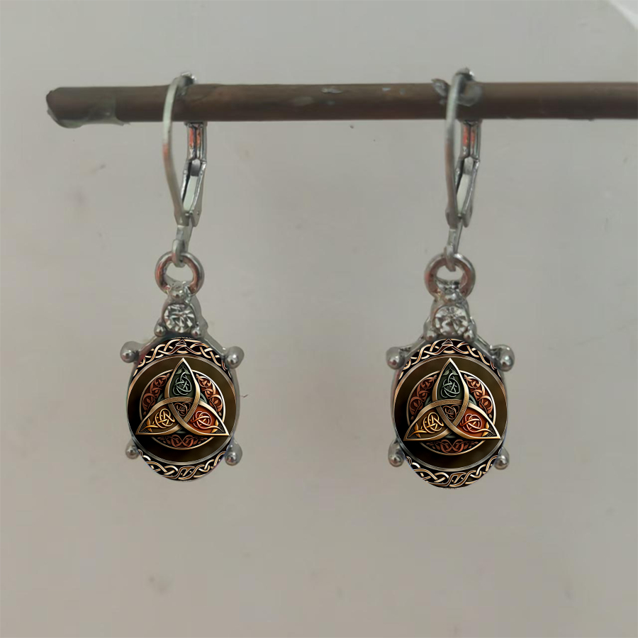 TEMU 2pcs Celtic Knot Earrings Earrings Pagan Earrings Spiritual Earrings Elliptical Earrings Pattern Earrings Jewelry Unique Jewelry Christmas Gifts