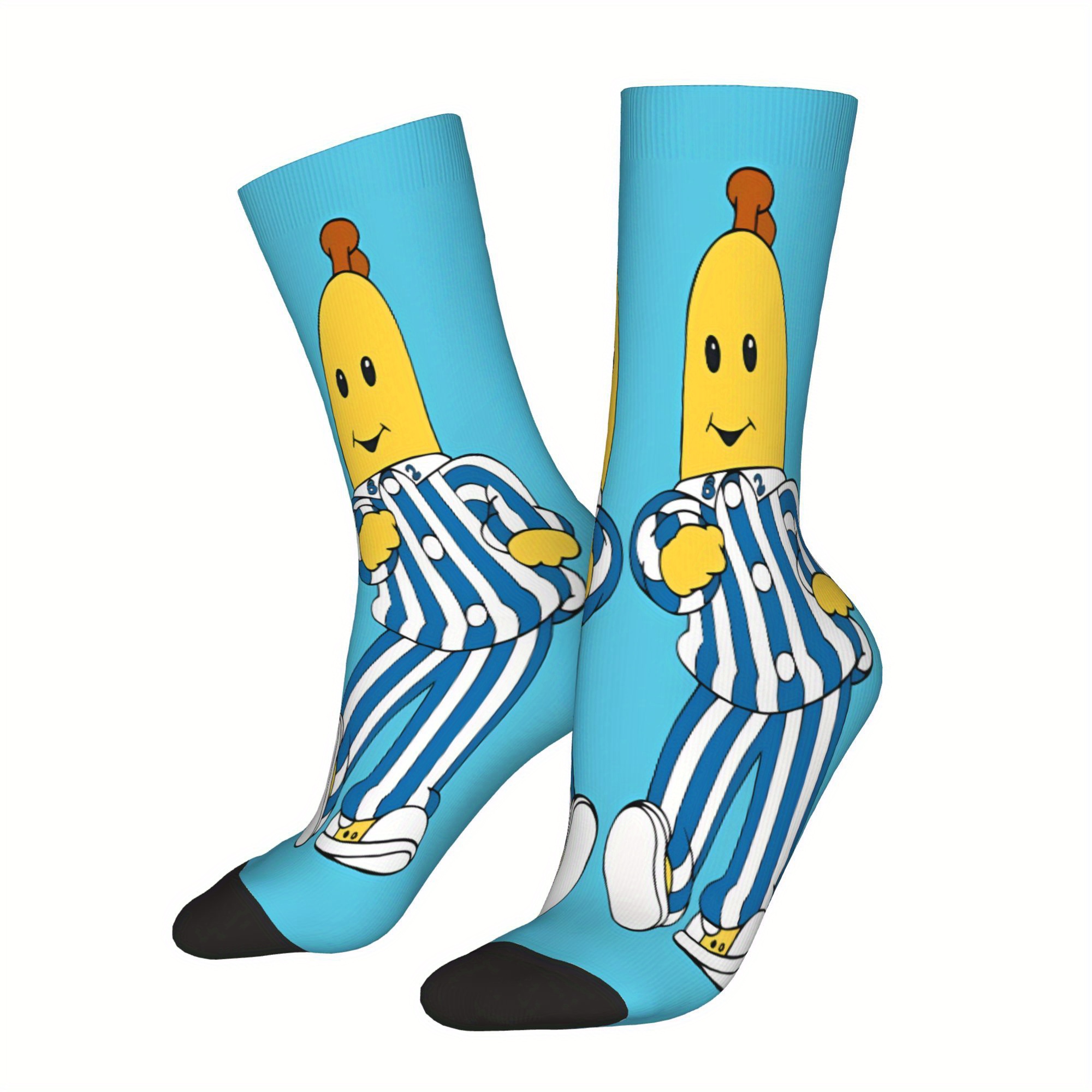 TEMU Vintage Illustration Cartoon Sock Printed For Man Polyester 2d Print Design