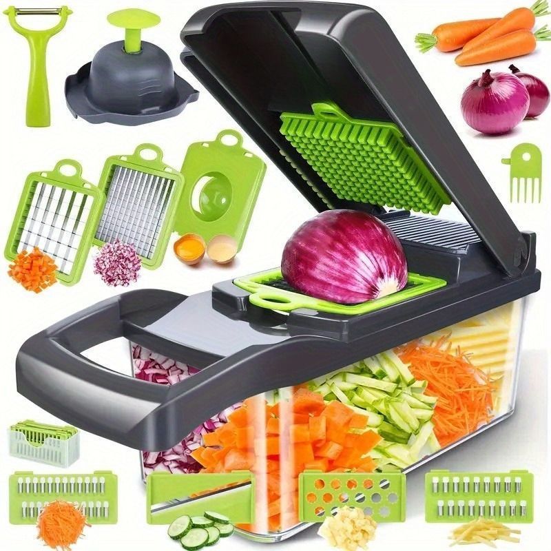 TEMU Peejaa16/ In 1 Multifunctional Vegetable Cutter Mandolin Vegetable Slicer - Vegetable Cutter Cucumber Slicer Onion Cutter Potato Cutter Fruit